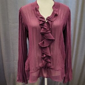 Elegant Ruffled Purple Women's Top